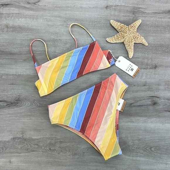 ☀️BILLABONG☀️ BRIGHTER DAZE SQUARE BRIGHTER DAZE RISE BIKINI SET - Picture 2 of 15